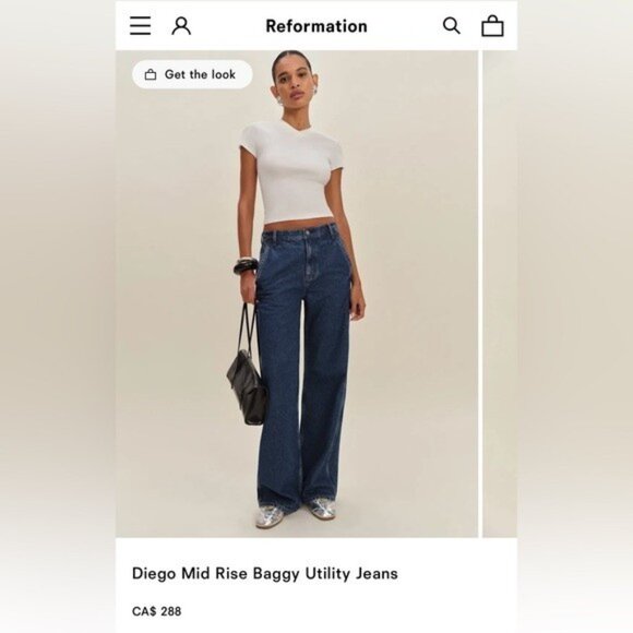 NWT Size 29 - Reformation Diego Mid Rise Baggy Utility Jeans (NWT $288) - Picture 3 of 16